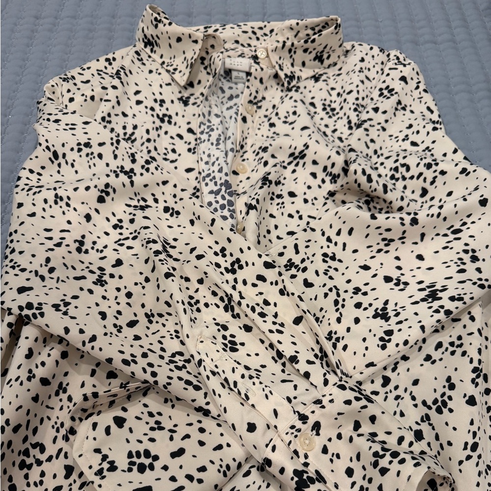 a new day Cream and Black Button Down Shirt